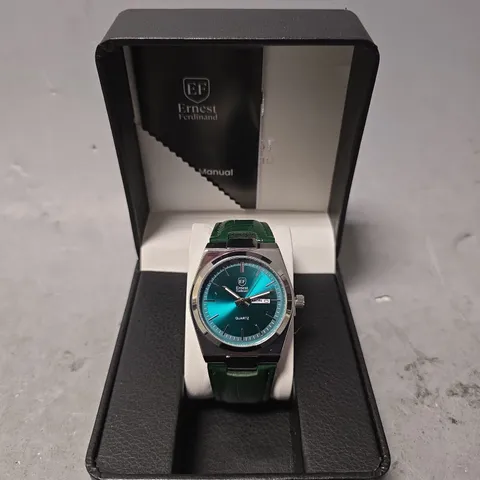 ERNEST FERDINAND WATCH – DAY DATE CALENDAR DIAL – LEATHER STRAP – 3ATM WATER RESISTANT - GIFT BOX
