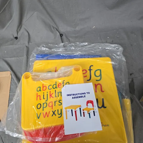 ALPHABET LEARNING TABLE & CHAIR SET – YELLOW PLASTIC 