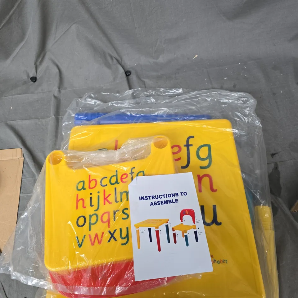 ALPHABET LEARNING TABLE & CHAIR SET – YELLOW PLASTIC 