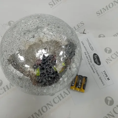 FESTIVE PRE-LIT MIRRORED SCENIC CRACKLE GLASS SPHERE