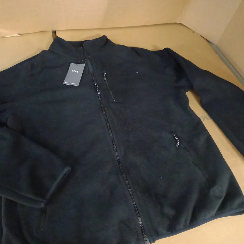 M&S BLACK ZIP THROUGH FLEECE - M