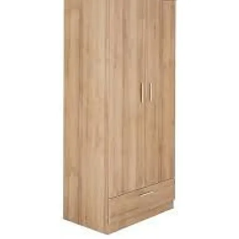 BOXED PANAMA 2-DOOR 1-DRAWER WARDROBE - DARK OAK (2 BOXES)