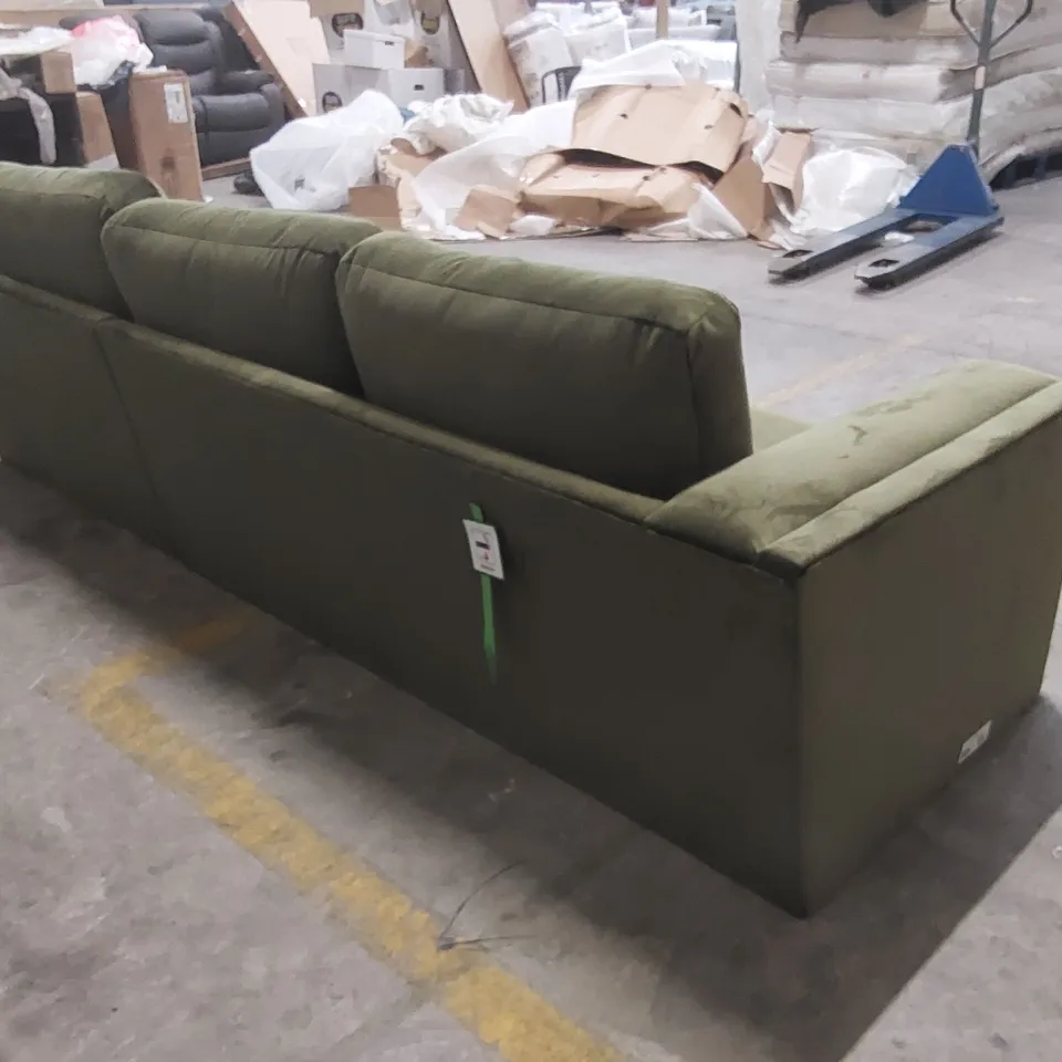 CHELSEY 3 SEATER VELVET CHAISE SOFA - OLIVE