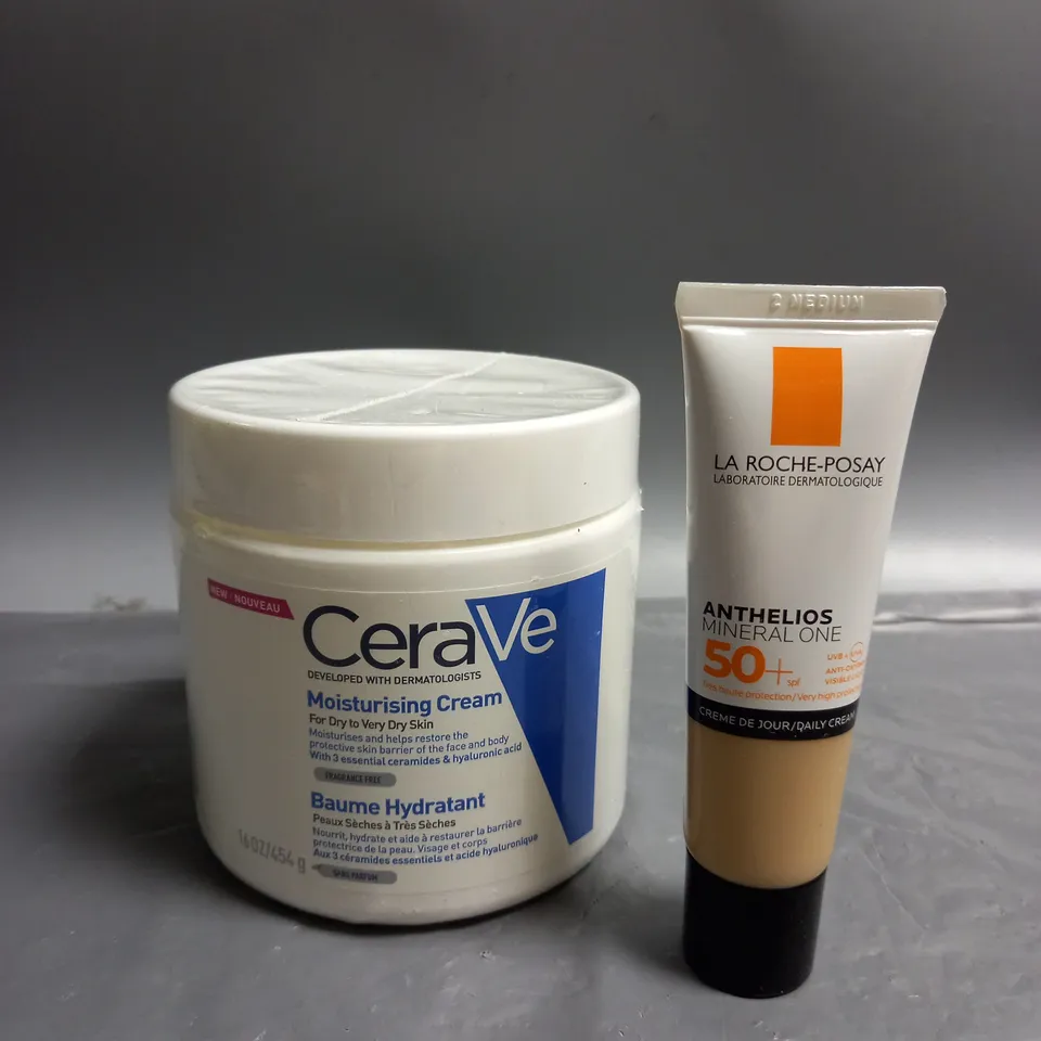 2 ASSORTED HEALTH AND BEAUTY ITEMS TO INCLUDE LA ROCHE-POSAY ANTHELIOS MINERAL ONE SPF 50 SUNCREAM (30ML) AND CERAVE MOISTERISING CREAM (454G)