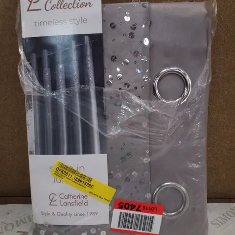 GLITZY SEQUIN EYELET CURTAINS - 168×137CM - GREY (SET OF 2)