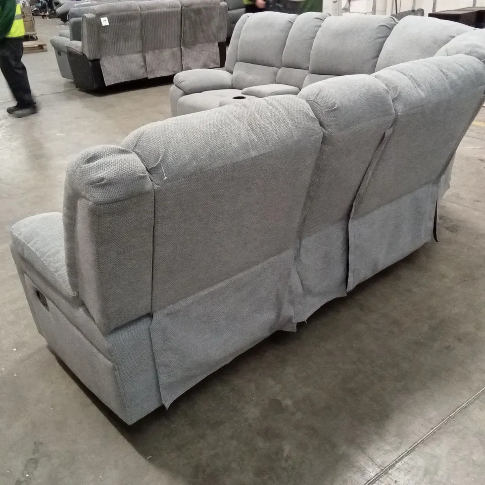 PRAGA CORNER FABRIC MANUAL RECLINER SOFA - GREY