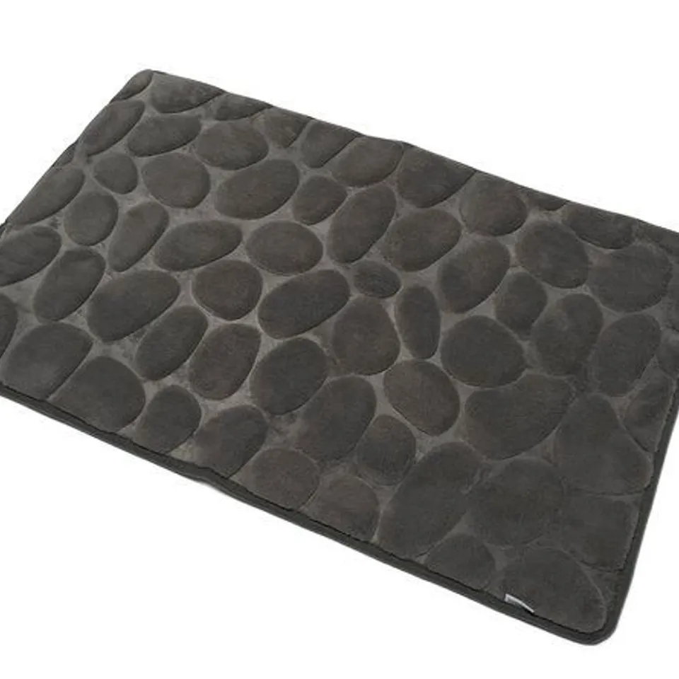 MEMORY FOAM BATH MAT SET PEBBLE STONE