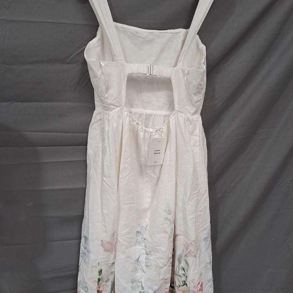 H&M LINEN BLEND FLORAL AND OFF WHITE DRESS - EUR M