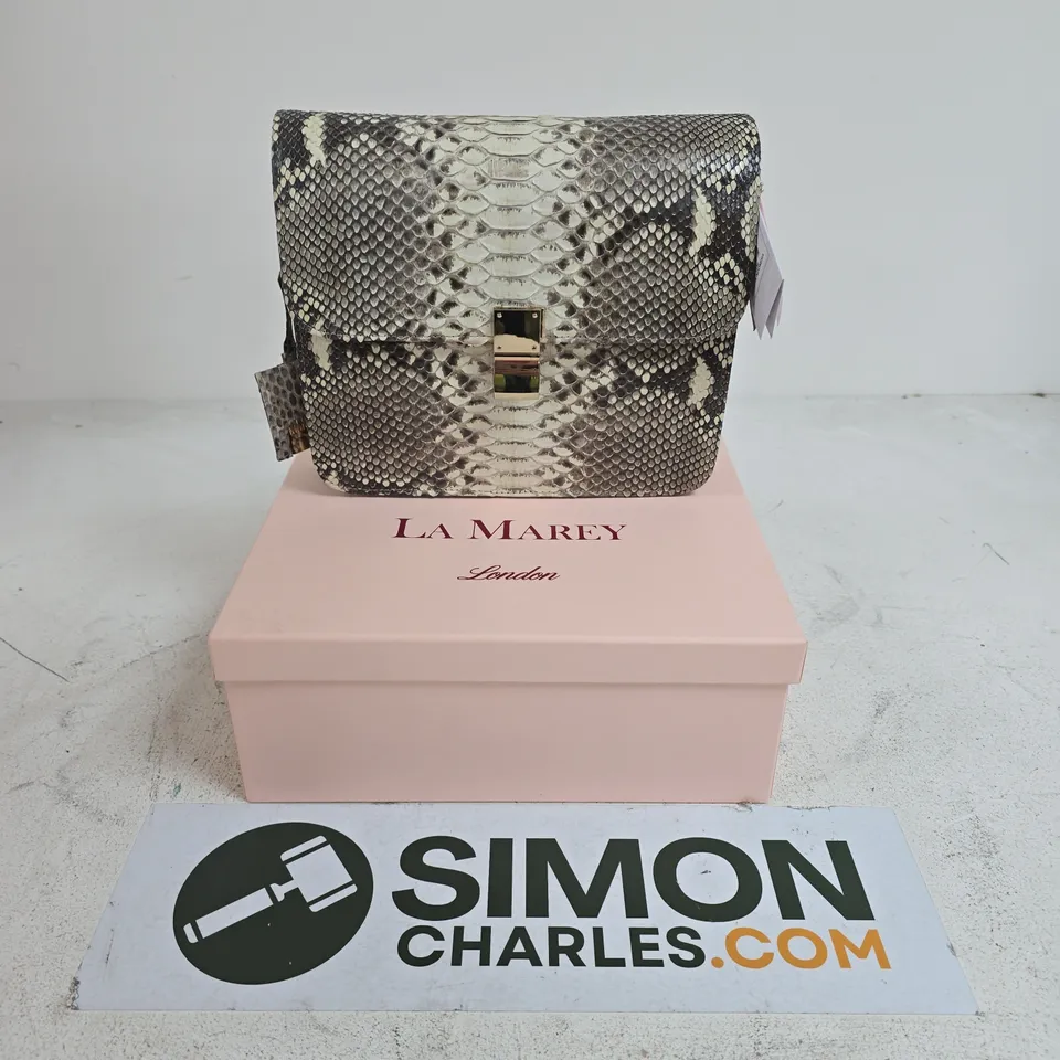 BOXED LA MAREY LONDON SNAKESKIN-PRINT HANDBAG