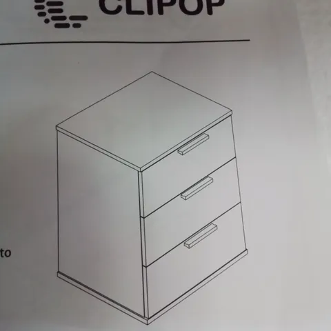 A BOXED 3 DRAWER CABINET IN WHITE