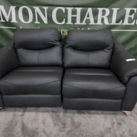 DESIGNER G PLAN MADE JACKSON CAMBRIDGE PETROL BLUE LEATHER ELECTRIC RECLINING THREE SEATER SOFA