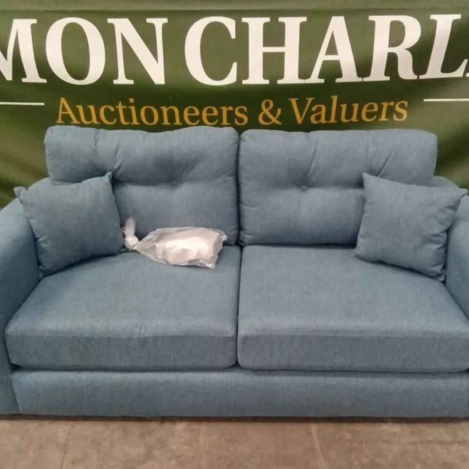 PRENT FABRIC 3 SEATER SOFA - TEAL RRP £829