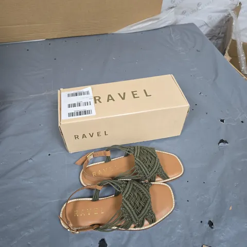 RAVEL WOMEN'S SANDALS – OLIVE-GREEN BRAIDED STRAPS, EU37 (UK4) – BOXED