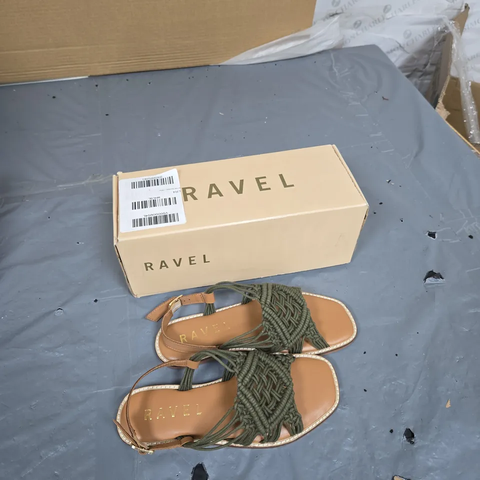 RAVEL WOMEN'S SANDALS – OLIVE-GREEN BRAIDED STRAPS, EU37 (UK4) – BOXED