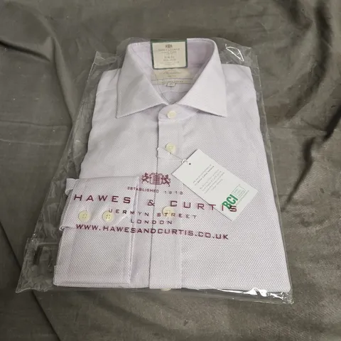 HAWES & CURTIS ST JAMES SLIM FIT NON-IRON FULL CUTAWAY COLLAR SINGLE CUFF DRESS SHIRT IN LILAC & WHITE SIZE 16/37