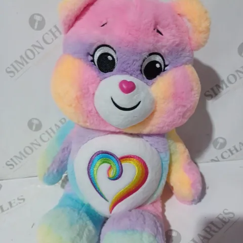 BOXED CARE BEARS TOGETHERNESS BEAR SOFT PLUSH TOY IN PASTEL MULTICOLOUR