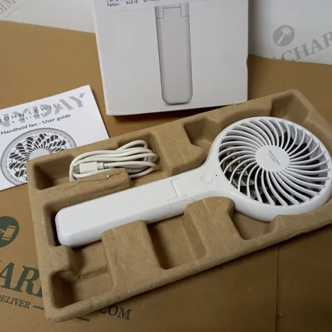 JOHN LEWIS ANYDAY 4" RECHARGEABLE HANDHELD FAN WHITE 