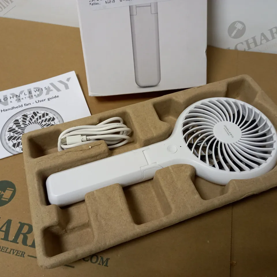 JOHN LEWIS ANYDAY 4" RECHARGEABLE HANDHELD FAN WHITE 