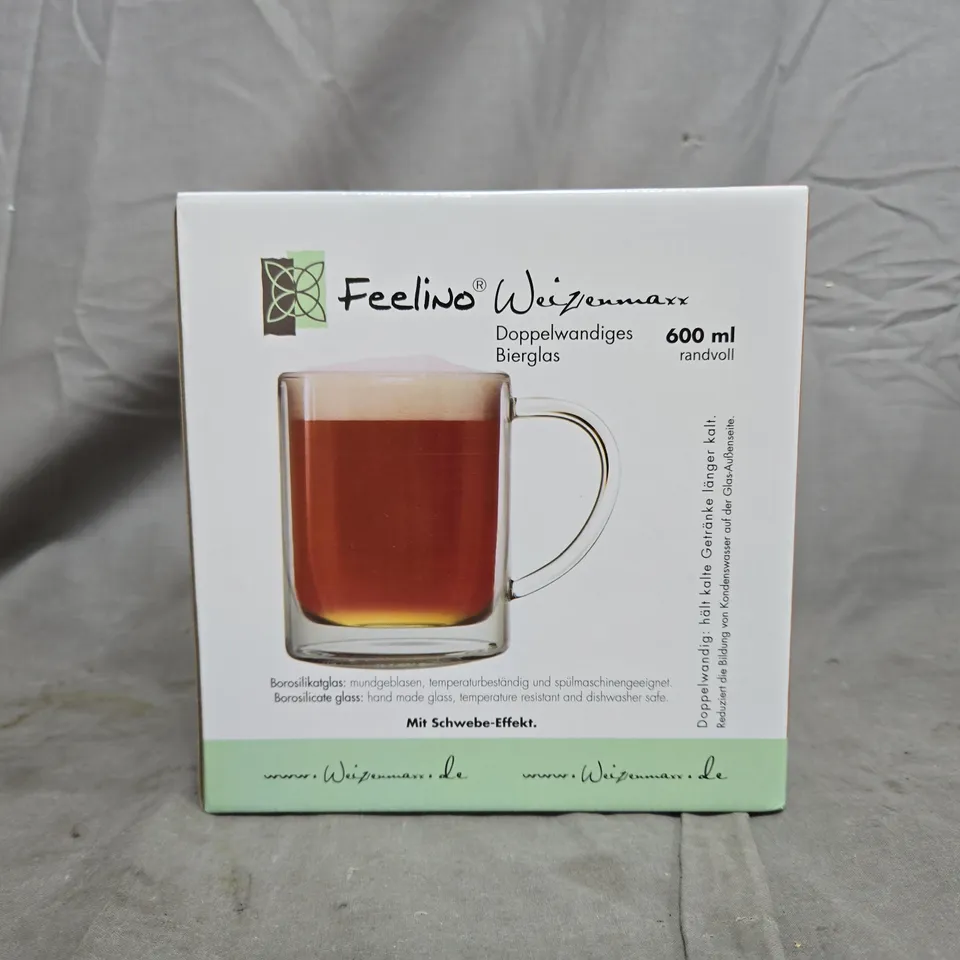 BOXED FEELINO WEIZENMAXX 600ML DOUBLE-WALLED BEER MUG