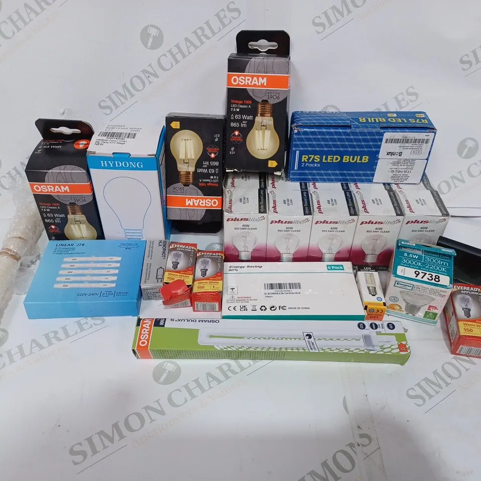 BOX TO CONTAIN APPROX. 15 X ASSORTED BULBS & LIGHTING PRODUCTS. BRANDS & SPECIFICATIONS VARY - COLLECTION ONLY