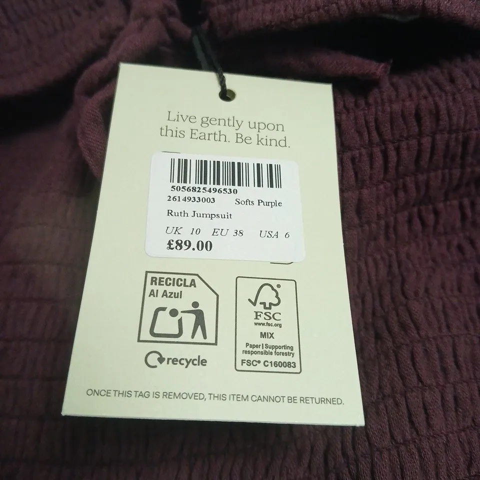 NOBODYS CHILD RUTH JUMPSUIT SOFTS PURPLE UK10
