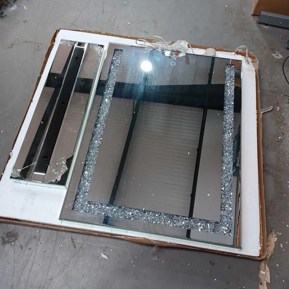 JM BY JULIEN MACDONALD LARGE ENCAPSULATED CRYSTAL LIGHT UP TABLE MIRROR - COLLECTION ONLY