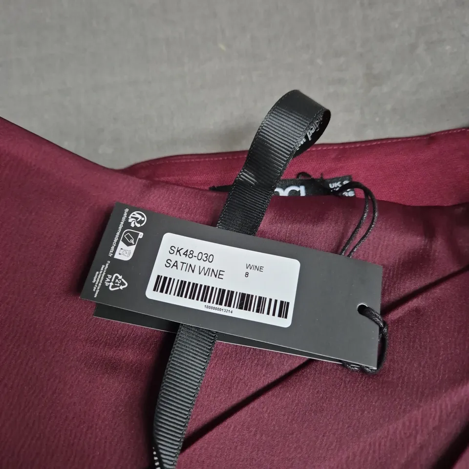 MURCI RHONE SATIN WRAP MINI SKIRT IN WINE SIZE 8
