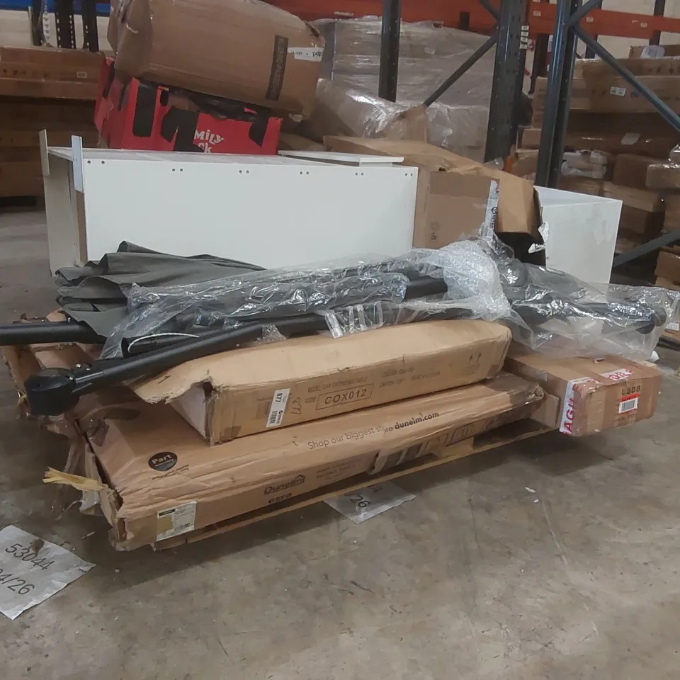 PALLET CONTAINING A LARGE QUANTITY OF ASSORTED FURNITURE PARTS ECT