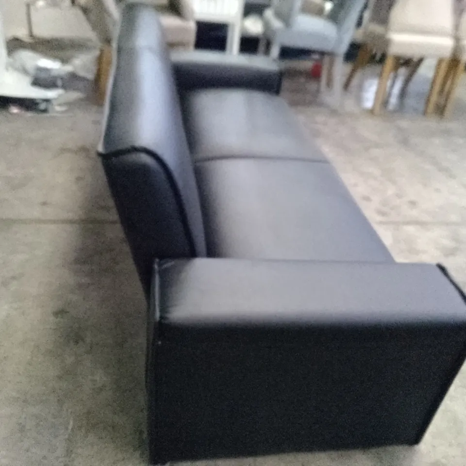 QUALITY DESIGNER ELLISON 3 SEATER SOFA - BLACK LEATHER