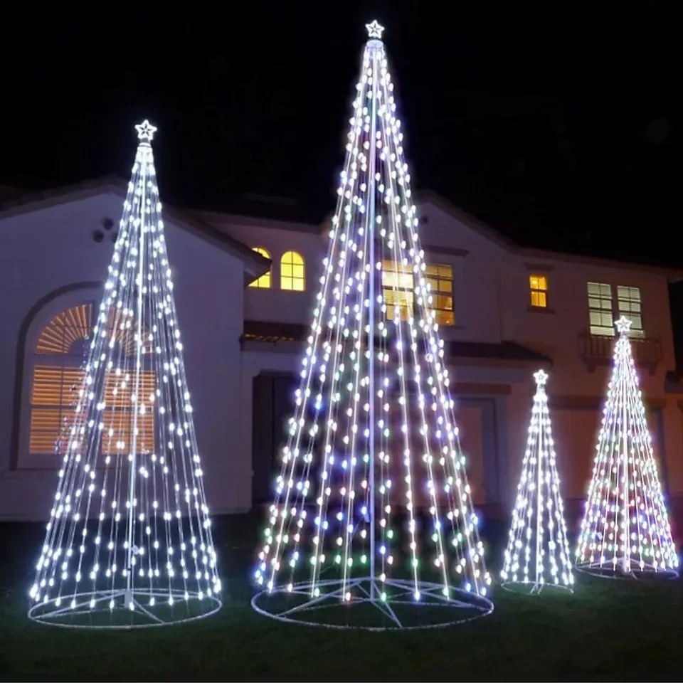 NOXED NEO 8FT WHITE WATERFALL LED OUTDOOR CHRISTMAS TREE LIGHT CASCADING STAR TREE WITH 5M LEAD MULTI FUNCTION MODES (1 BOX)