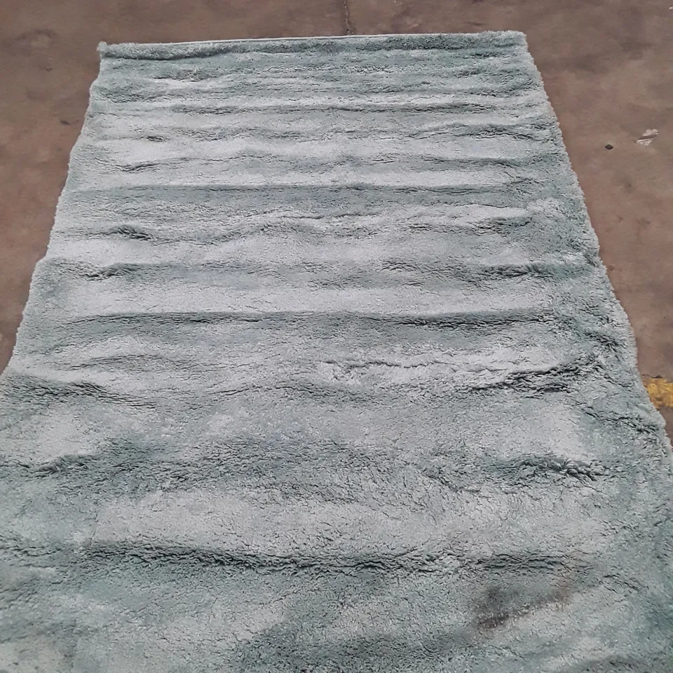 LIGHT BLUE SHAG AREA RUG 220X158CM APPROXIMATELY