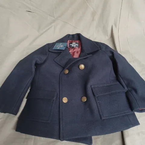 TROTTERS HERITAGE PEA COAT IN NAVY SIZE 3YRS