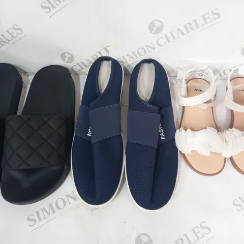 BOX OF APPROXIMATELY 10 ASSORTED PAIRS OF SHOES IN VARIOUS STYLES AND SIZES TO INCLUDE H&M, FASHION, ASOS DESIGN, ETC