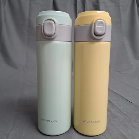 LOCK & LOCK SET OF 2 STAINLESS INSULATED DAILY POP PASTEL WATER BOTTLES