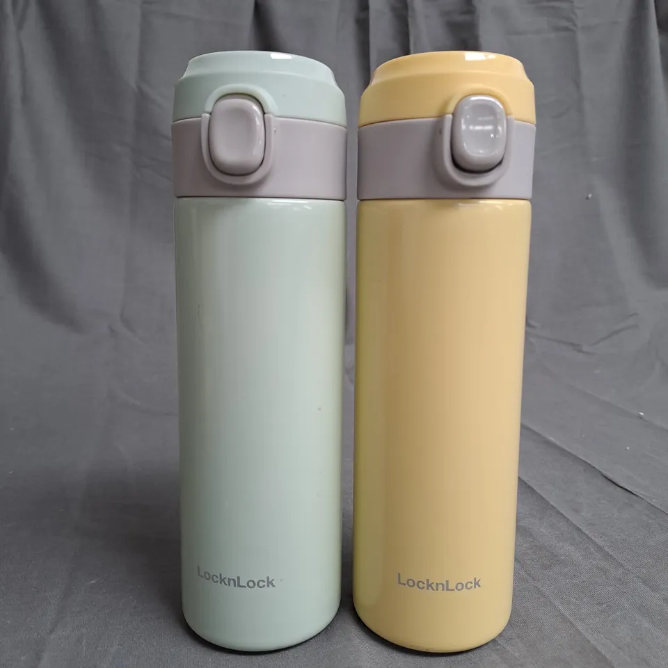 LOCK & LOCK SET OF 2 STAINLESS INSULATED DAILY POP PASTEL WATER BOTTLES