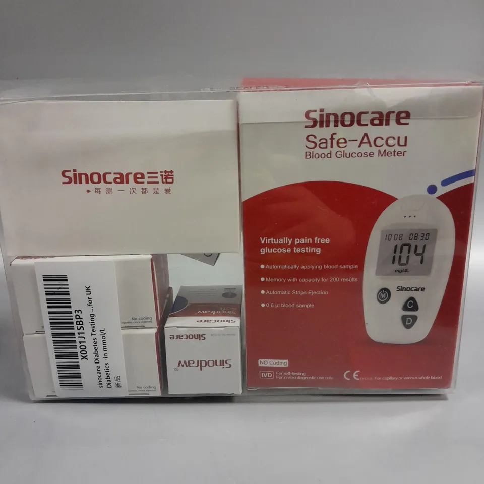 BOXED SINOCARE SAFE-ACCU BLOOD GLUCOSE METER SET 