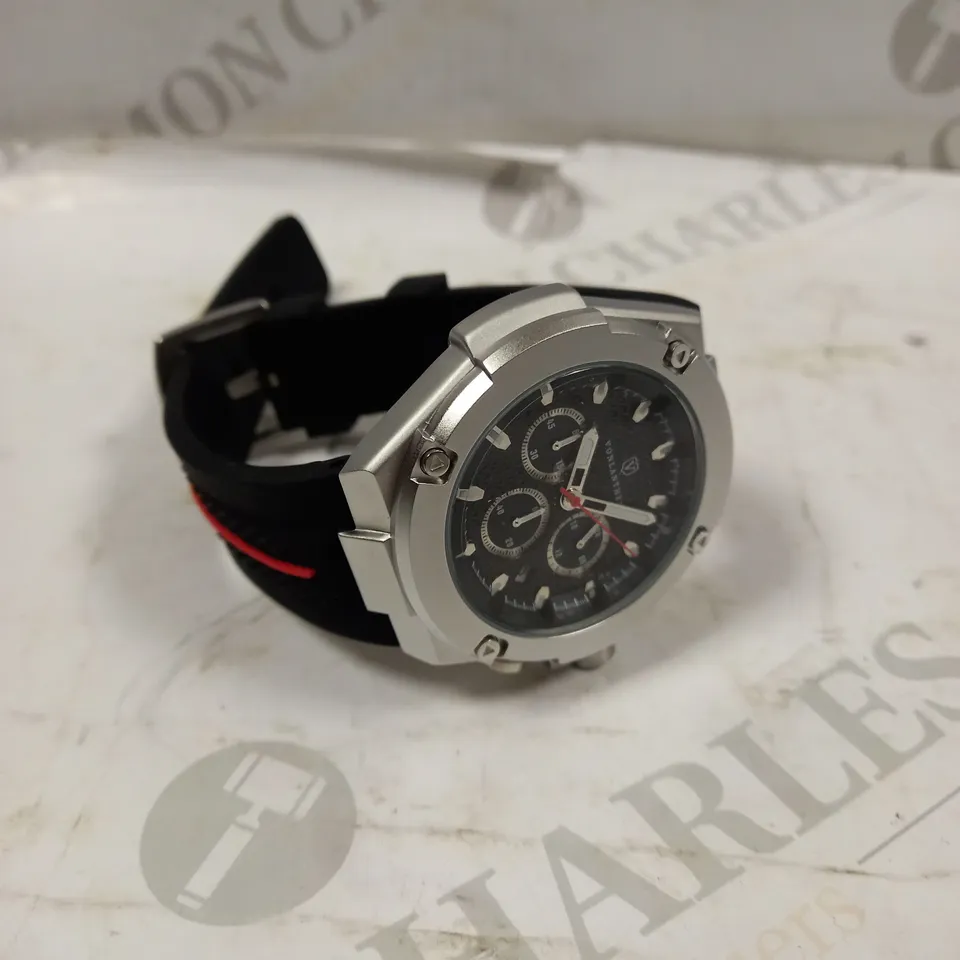 MENS VONLANTHEN CHRONOGRAPH WATCH – V200 – TEXTURED DIAL – CHRONOGRAPH MOVEMENT – BLACK RUBBER STRAP – 3ATM WATER RESISTANT