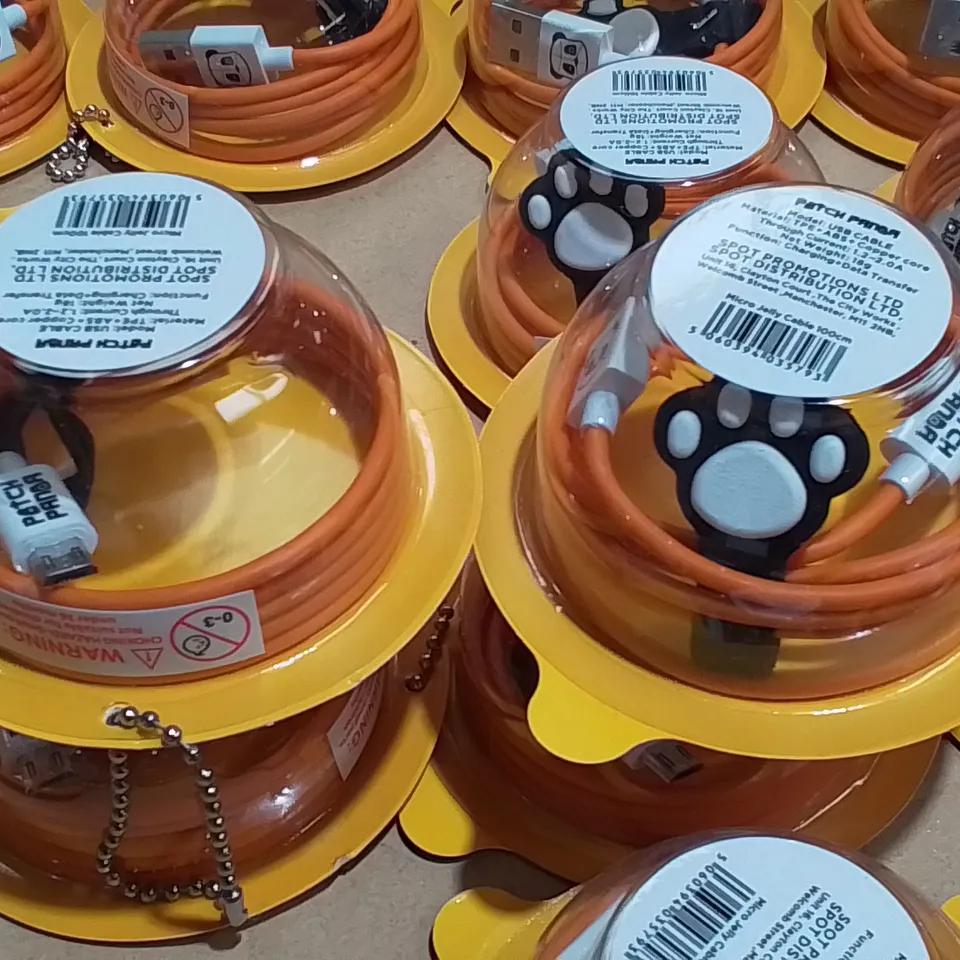 LOT OF APPROXIMATELY 225 PATCH PANDA 1M MICRO USB CABLES - VARIOUS COLOURS