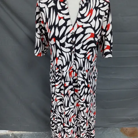 WHITE STUFF NAYA JERSEY DRESS IN BLACK MULTI SIZE UK 14P
