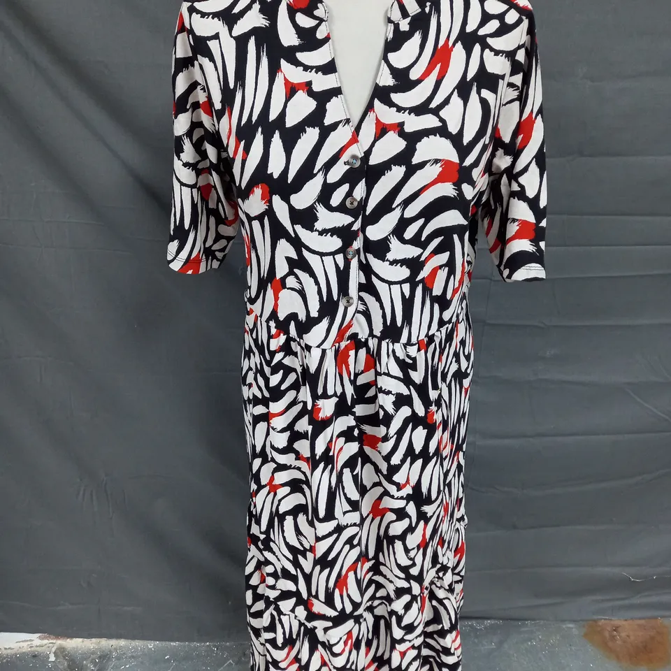 WHITE STUFF NAYA JERSEY DRESS IN BLACK MULTI SIZE UK 14P