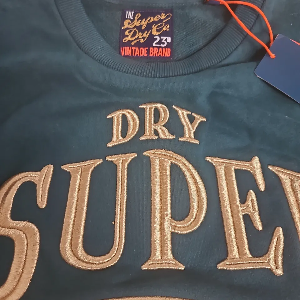 SUPERDRY LUXE METALLIC LOGO SWEAT DRESS IN GREEN - UK 6/8