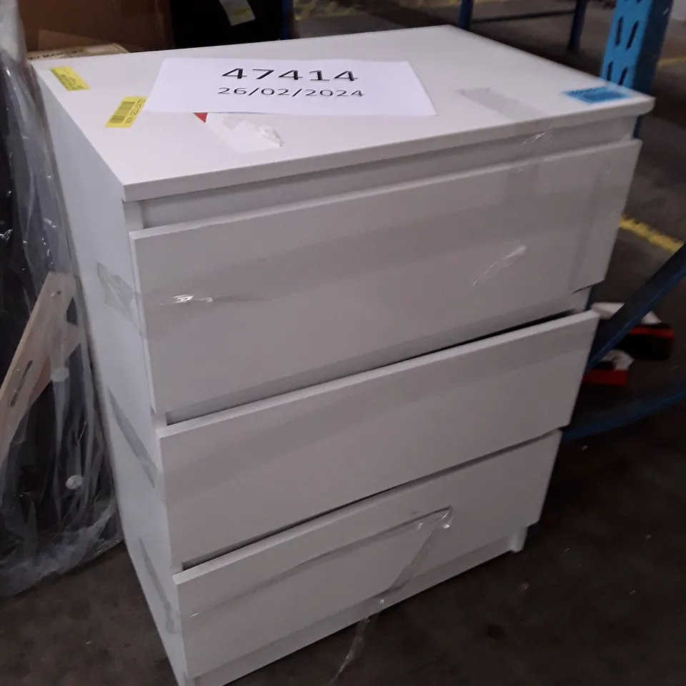 FRANCINE 3 DRAWER 60CM CHEST OF DRAWERS MATT WHITE