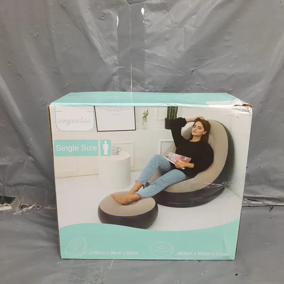 BOXED AND SEALED SENYOUBAE INFLATABLE CHAIR WITH FOOT STAND 