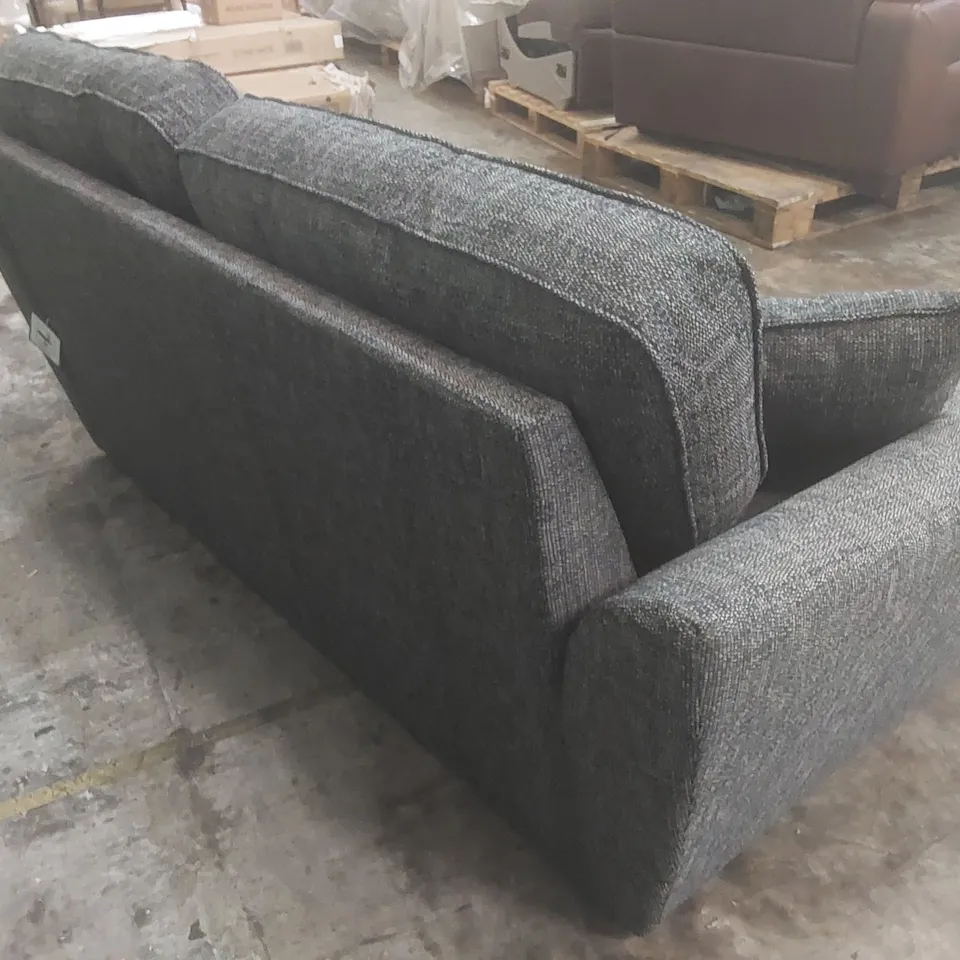 DESIGNER HALSTOW 2 SEATER HIGH BACK FABRIC UPHOLSTERED SOFA - CHARCOAL 