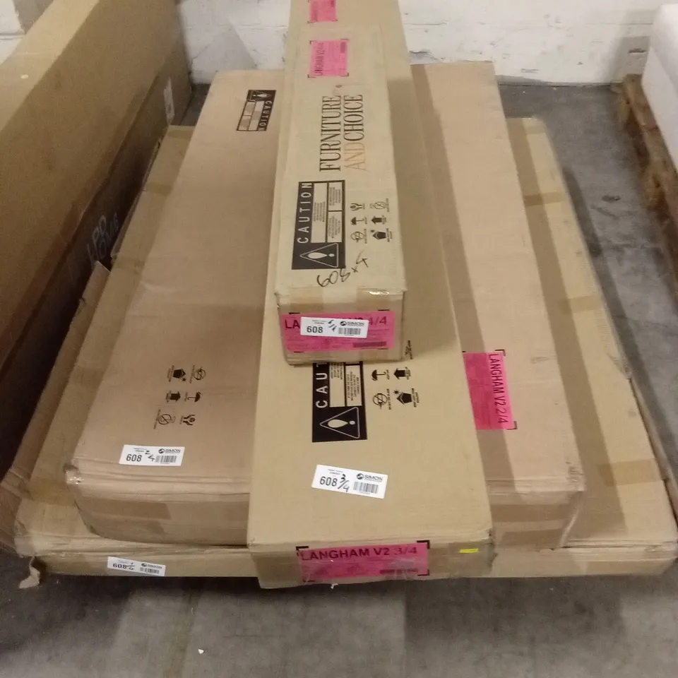 BOXED LANGHAM 135CM DOUBLE BED FRAME IN GREY (4 BOXES)