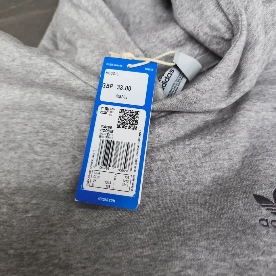 Adidas Hoodie – Grey pullover with trefoil logo (UK size 12/13yrs)