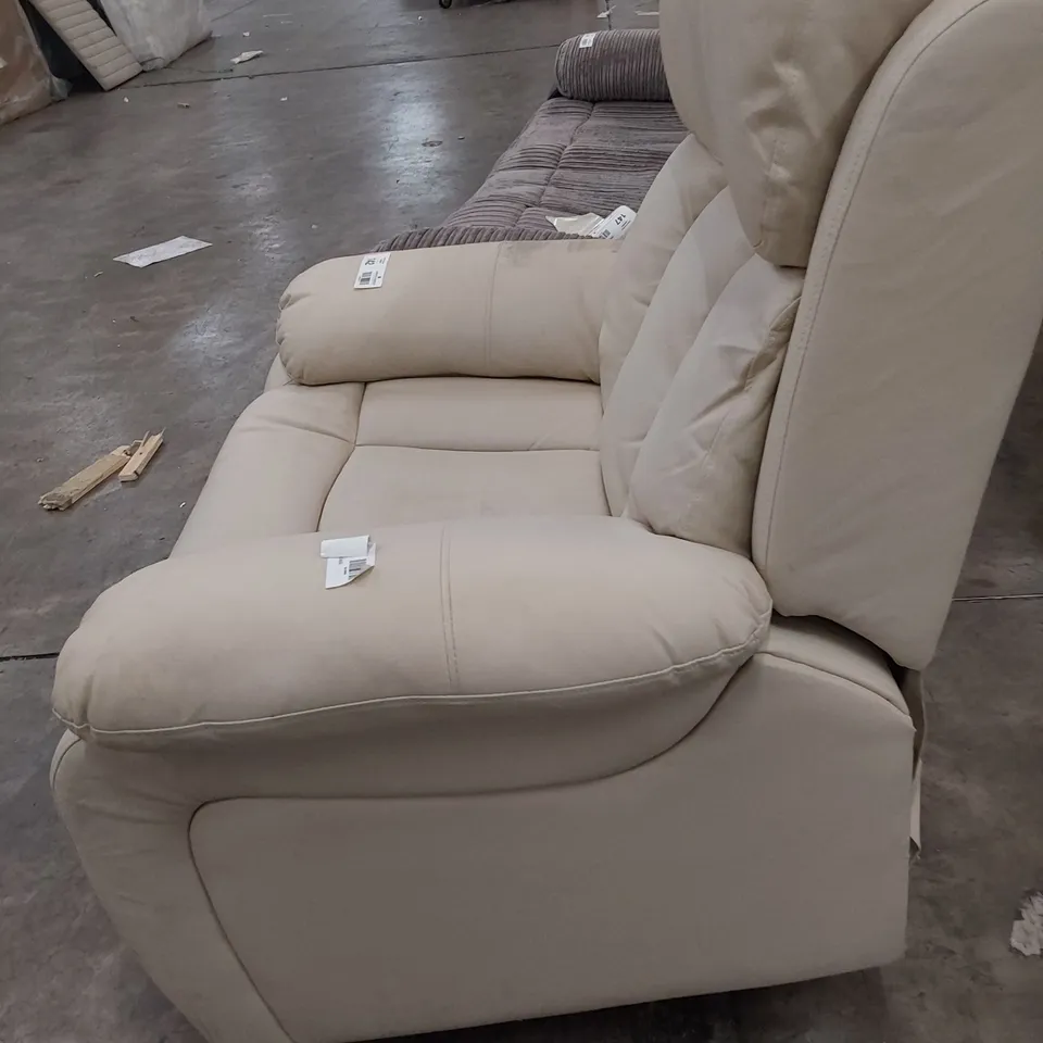 DESIGNER POWER RECLINING EASY CHAIR CREAM LEATHER 