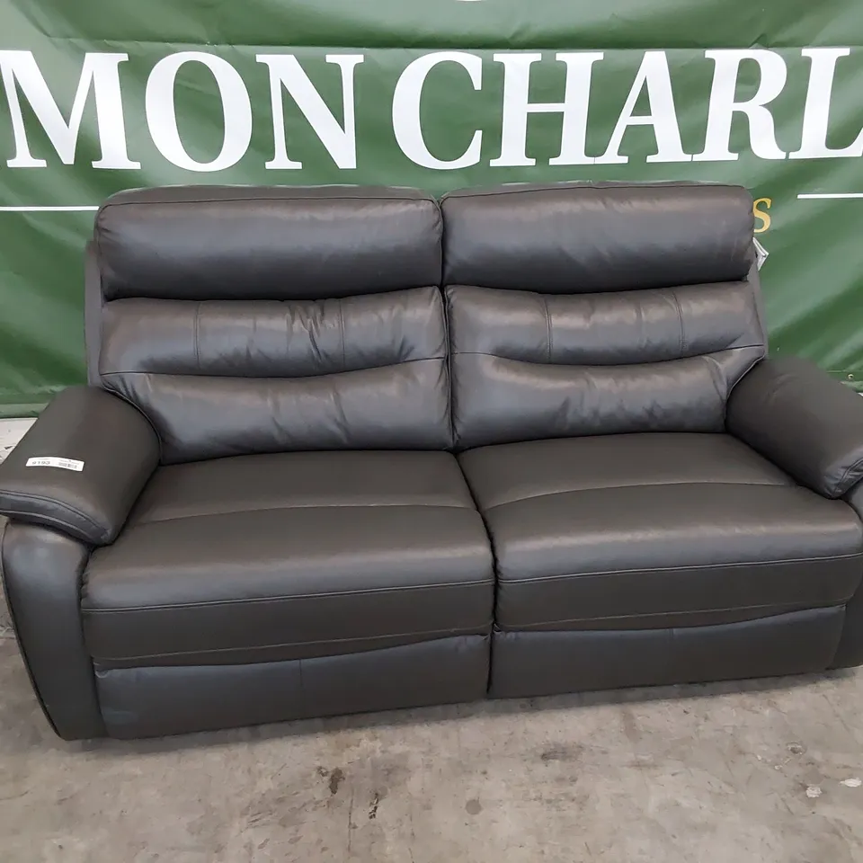 DESIGNER POWER RECLINING THREE SEATER SOFA ANTHRACITE LEATHER 