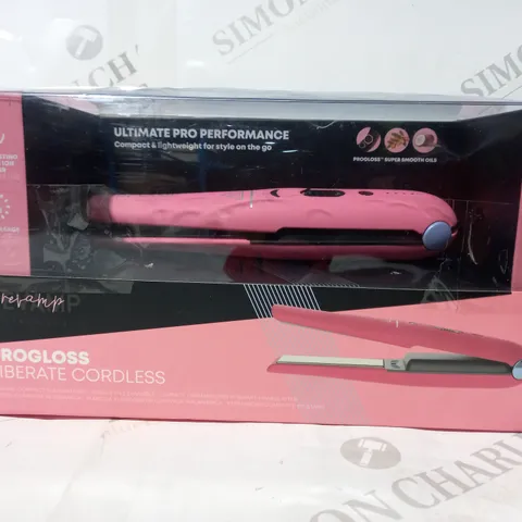 boxed REVAMP PROGLOSS LIBERATE CORDLESS HAIR STRAIGHTENER