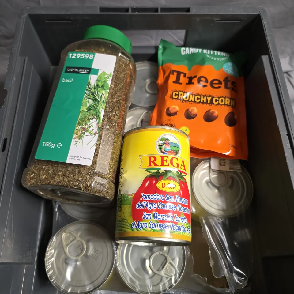 APPROXIMATELY 10 FOOD PRODUCTS TO INCLUDE CRUNCHY CORN, BASIL & PEELED TOMATOES 